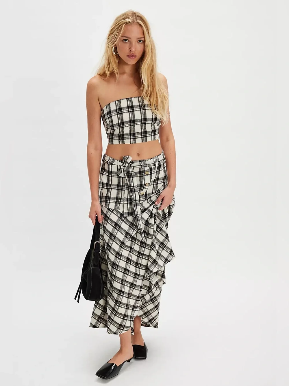 Free People After You Set Plaid Maxi Skirt | S